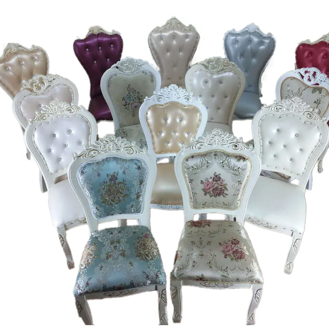 

European chair solid wood chair single Jianou white dining chair soft bag European dining back manicure chair