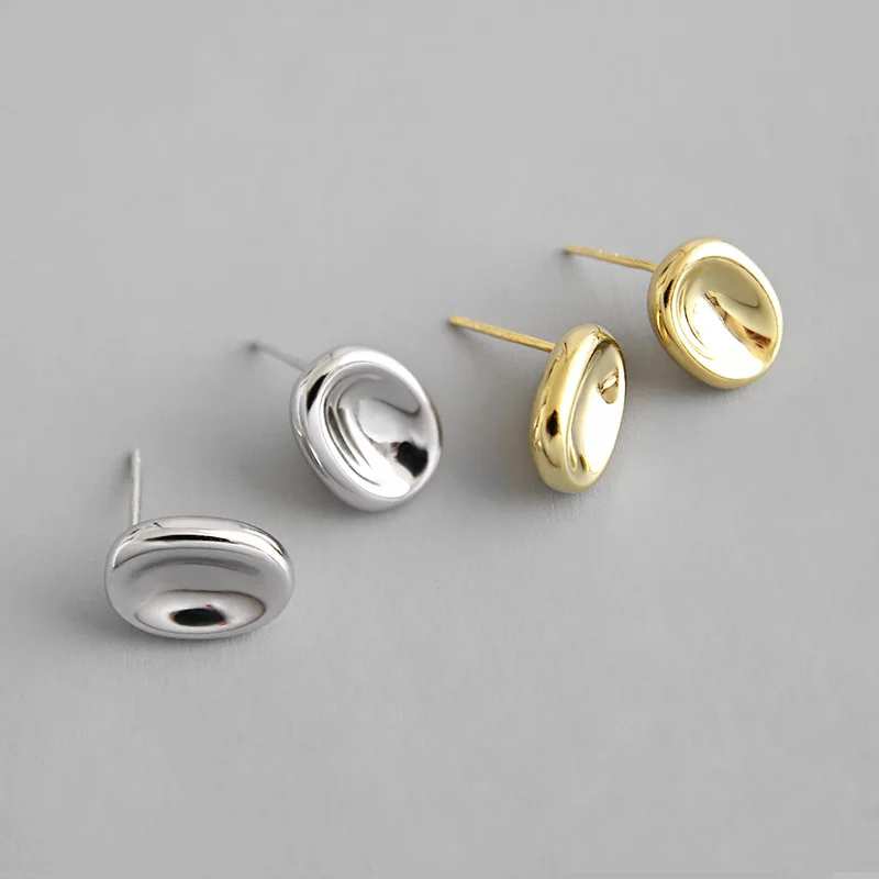 

HFYK 925 Sterling Silver Earrings 2019 God Oval Stud Earrings For Women Small Earrings boucle d'oreille femme 2019 oorbellen