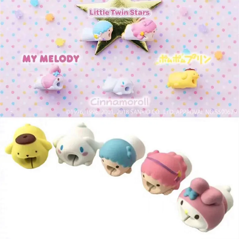 

New Melody Little Twin stars Stitch Cable Protector for Iphone Winder Bite Phone holder Accessory Animal model funny toy