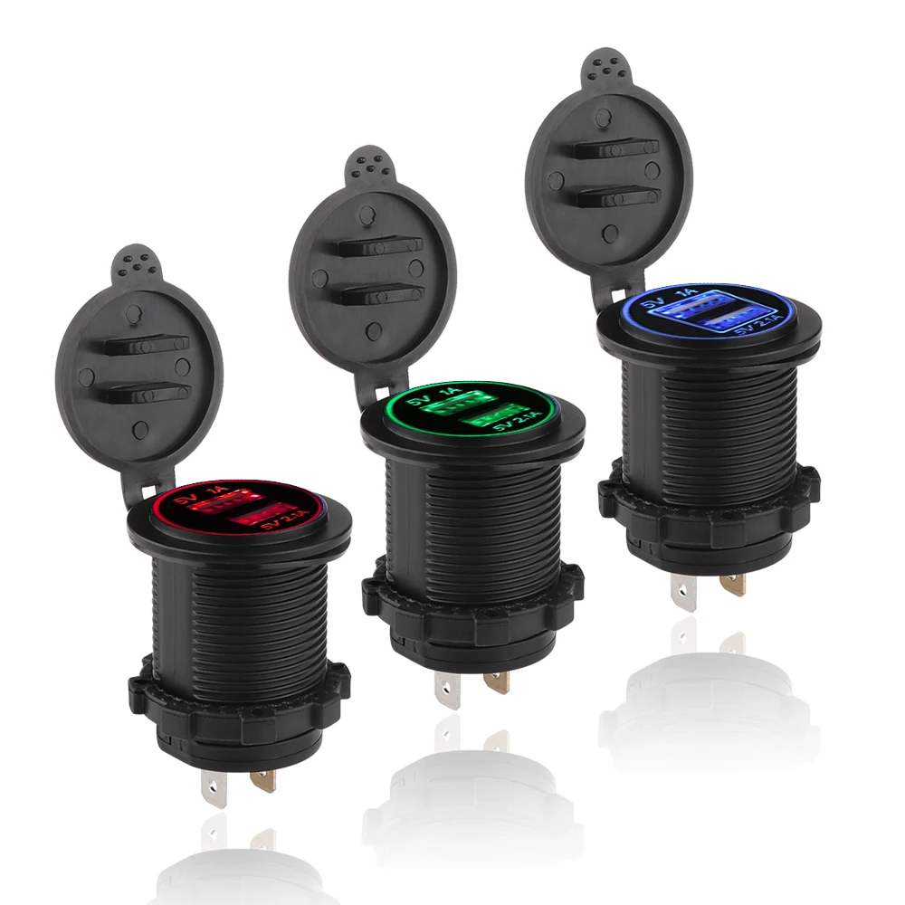 Universal Car Charger Dual USB Vehicle DC12V-32V Waterproof 2 Port Power Socket 5V 2.1A/1A Cigarette Lighter For | Мобильные