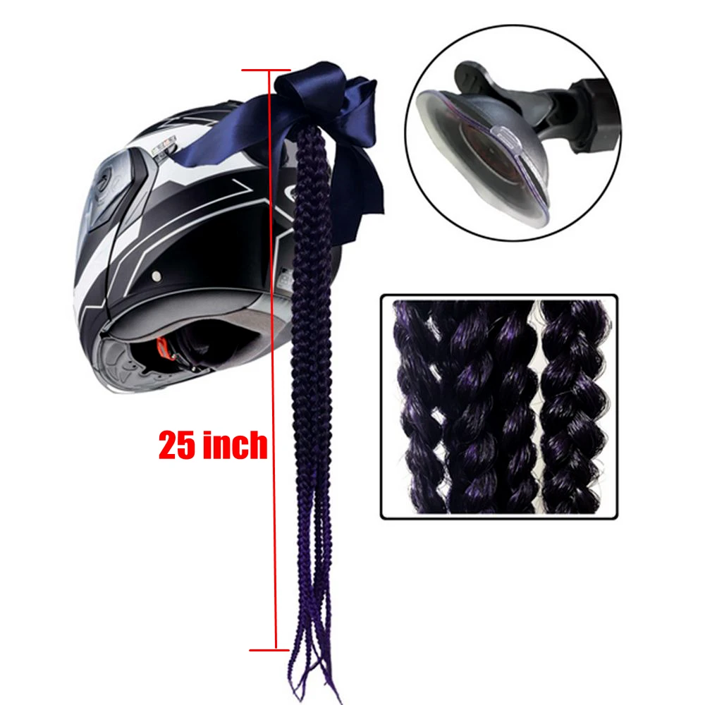 

Motorcycle Women Helmet Twist Braids Ponytail Dirty Gradient Ramp Pig Tail Hair Punk Free Style Biker Helmet Decoration