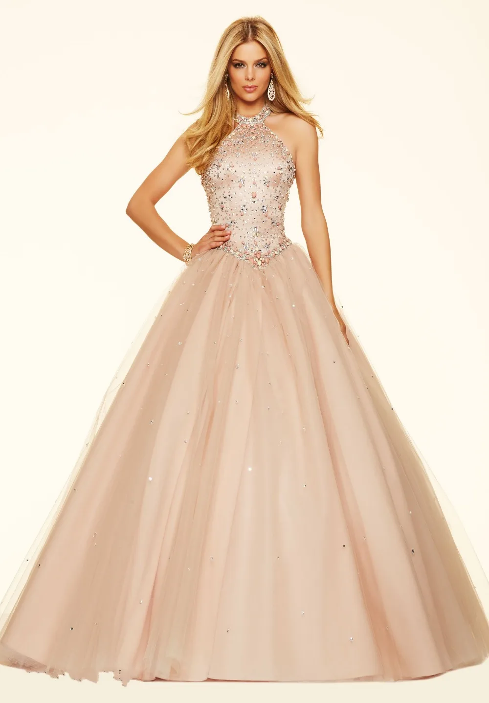 champagne colored ball gown