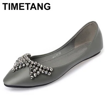 

TIMETANGfashion Lady soft sole Flats casual Shoes for drivepregnant woman boat shoes Women Spring summer Shoes35-41rhinestonE616