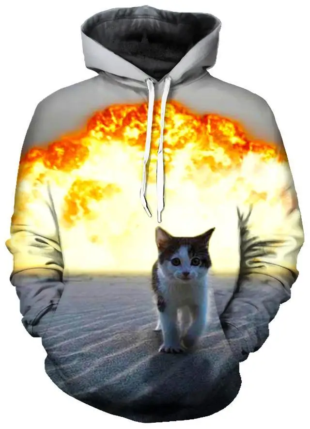 

CATS PLOSION UNISEX HOODIE Printed 3D Hooded Fashion Hip Hop Unique Sweatshirts