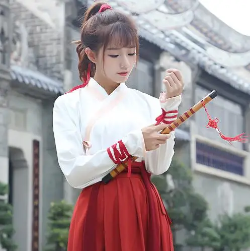 2018 new chinese tang dynasty ruqun hanfu suit cosplay women full sleeve dress costume hanfu costume chinese dance costumes Women's Sets