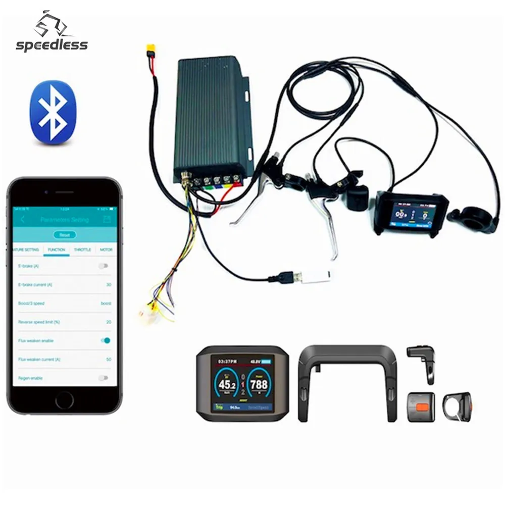 Perfect Waterproof 38-72V 80A programmable sine wave controller kit with pogramble controller, TFT color display, bluetooth module kit 13