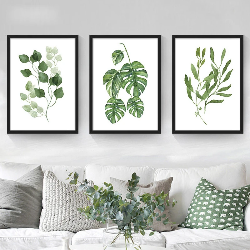 

No Frame Tropical Plants Leaves Wall Painting Nordic Decorative Mural Picture Canvas Art Poster Background Ornaments for Sofa TV