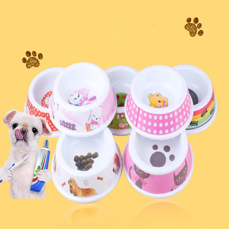 

New cute cartoon melamine pet feeder with bright color, small single bowl, durable pet cat and dog feeding tools pet accessorie