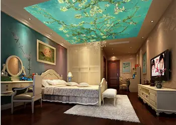 

3d stereoscopic wallpaper custom 3d ceiling wallpaper Van Gogh Almond murals for living room ceiling murals wallpaper