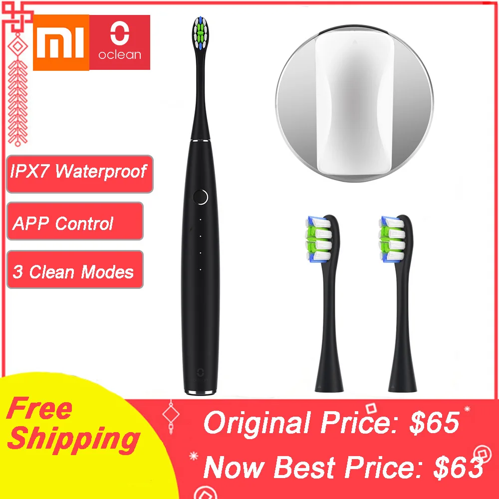 

Oclean One IPX7 Rechargeable Automatic Sonic Electric Toothbrush Set With 2 Brush Heads 1 Wall-Mounted Holder APP Remote Control