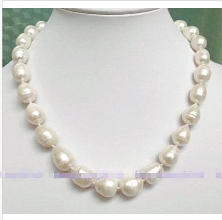 

Free shipping >>>>>>10-12MM SOUTH SEA WHITE BAROQUE PEARL NECKLACE 18"AAA