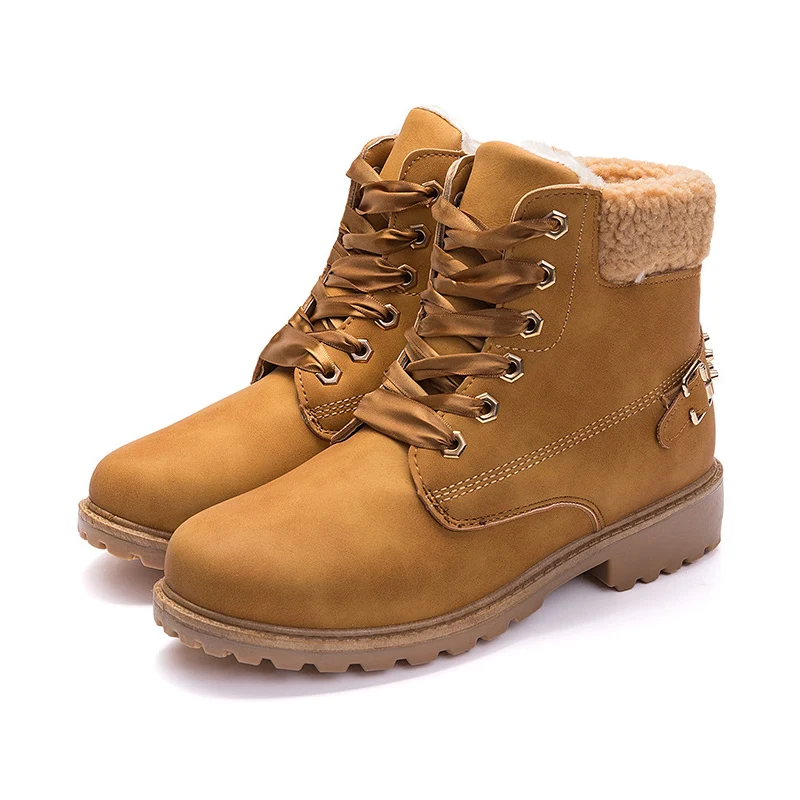 Ceny LFFZ nowe różowe buty damskie zasznurować solidne trzewiki w stylu casual okrągłe Toe buty damskie zimowe buty śniegowe brytyjski styl PP47