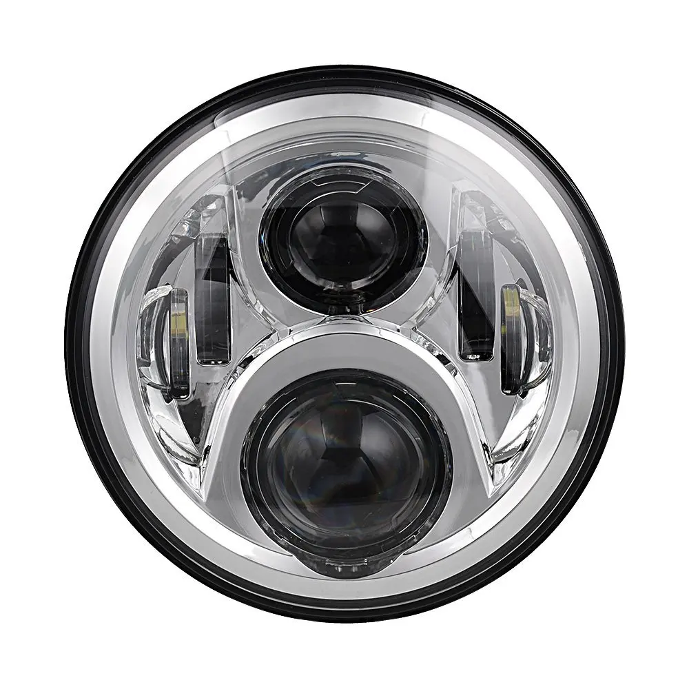 7 дюймовый круглый светодиодный головной светильник высокий низкий пучок светильник Halo Угол Eyes DRL светодиодные фары для джипа Wrangler Lada niva Прожекторы для внедорожников 4х4 в байкерском стиле