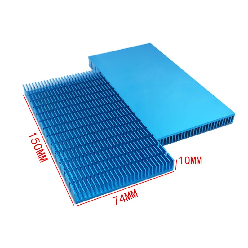 High quality radiator fin 150*74*10MM Mobile phone cooling heatsink radiator Cutting slot blue aluminum heatsink