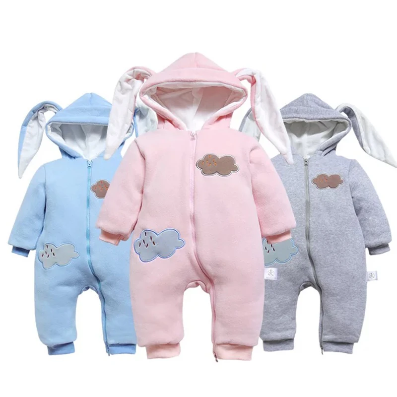 

baby girls clothes infant cotton rompers newborn lovable rabbit ears warm flannel jumpers baby bag winter ropa bebe boys 0-24 M