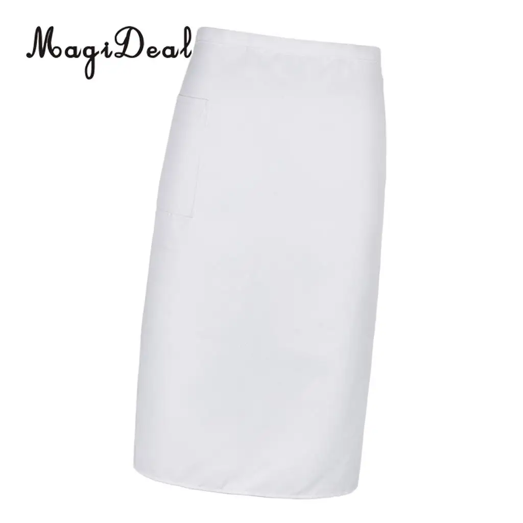 MagiDeal Kitchen Half Length Waist Apron Catering Chef Hotel Waiter Apron White