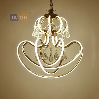 

LED European Iron Aluminum Acryl Crystal Golden Chandelier Lighting Lamparas De Techo Suspension Luminaire Lampen For Foyer