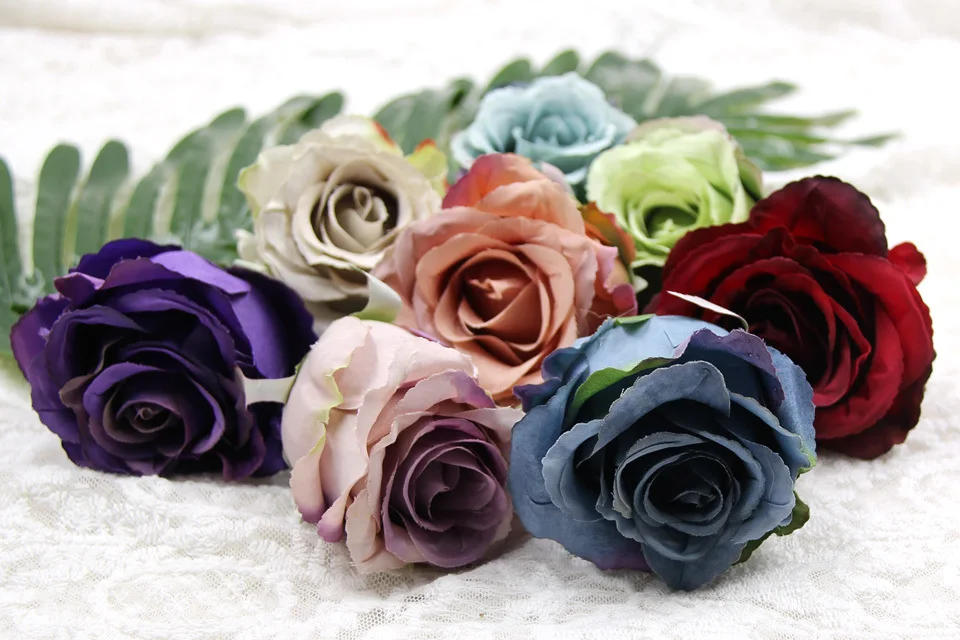5 шт./лот, 7 см, шелковые искусственные цветы, розы для дома, сада, свадьбы, вечеринки, украшения, скрапбукинг, венок, принадлежности