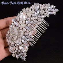 Fashion Bridal Hair Accessories Wedding Hair Comb Rhinestone Crystal Rose Flower Hair Comb Bridesmaid Jewelry 4058
