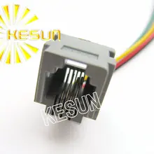; партия из 20 штук x 623K-6P4C RJ11 плате телефона модульный разъем Женский телефонная розетка Разъем LAN с 150 мм провода