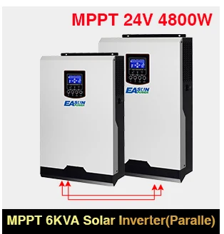 Источник питания Easun солнечная гибридная электро Inverter120V 6Kva 4800W решеточный Инвертор 24V 80A со слежением за максимальной точкой мощности по ограничению на использование опасных материалов в производстве электрического и электронного оборудования Синусоидальная волна инвертирующий усилитель 60A AC Зарядное устройство