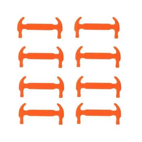 16 шт./лот, водонепроницаемые шнурки для обуви, мужские, женские, спортивные, резиновые, Эластичный шнурок, силиконовые шнурки - Цвет: orange