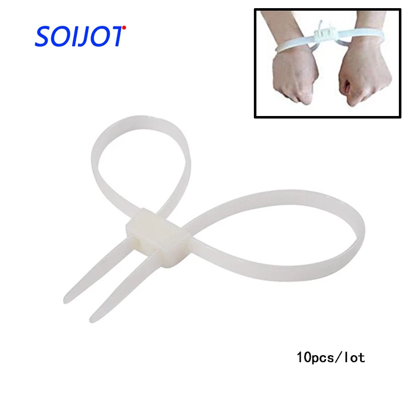 

10pcs/lot 12mmx700mm 12x700 12*700 plastic police handcuffs Double Flex Cuff Disposable Handcuffs zip tie Nylon cable ties