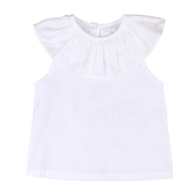 0 3Y Ruffle Collar Pure White Kids Baby Girl Vest Summer Short Sleeve ...