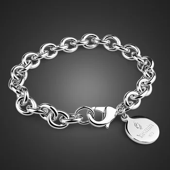 

New fashion sterling silver bracelet solid 925 silver woman bracelet simple 9MM20cm silver bracelet wholesale charm jewelry gift