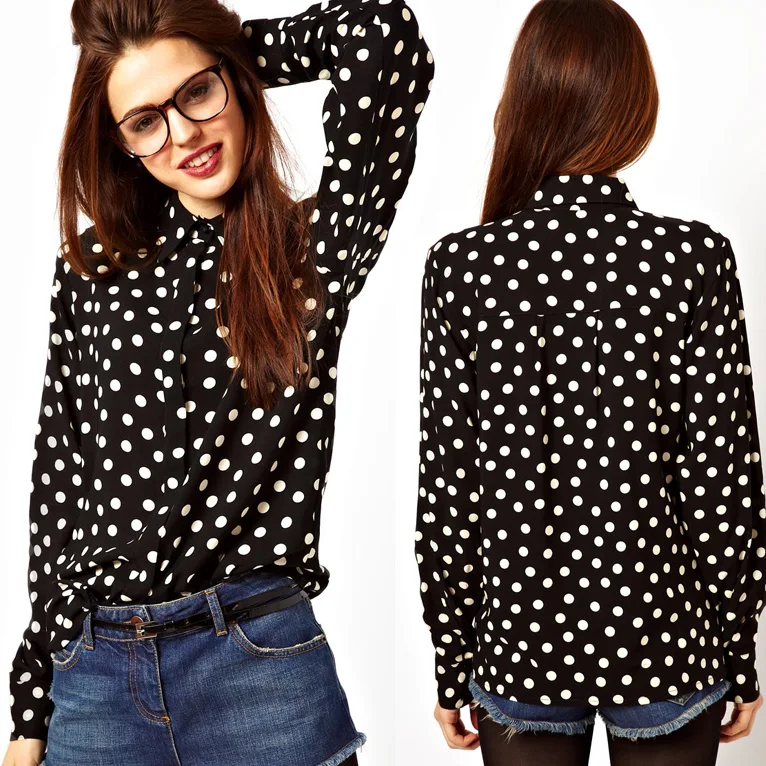 black white polka dot shirt