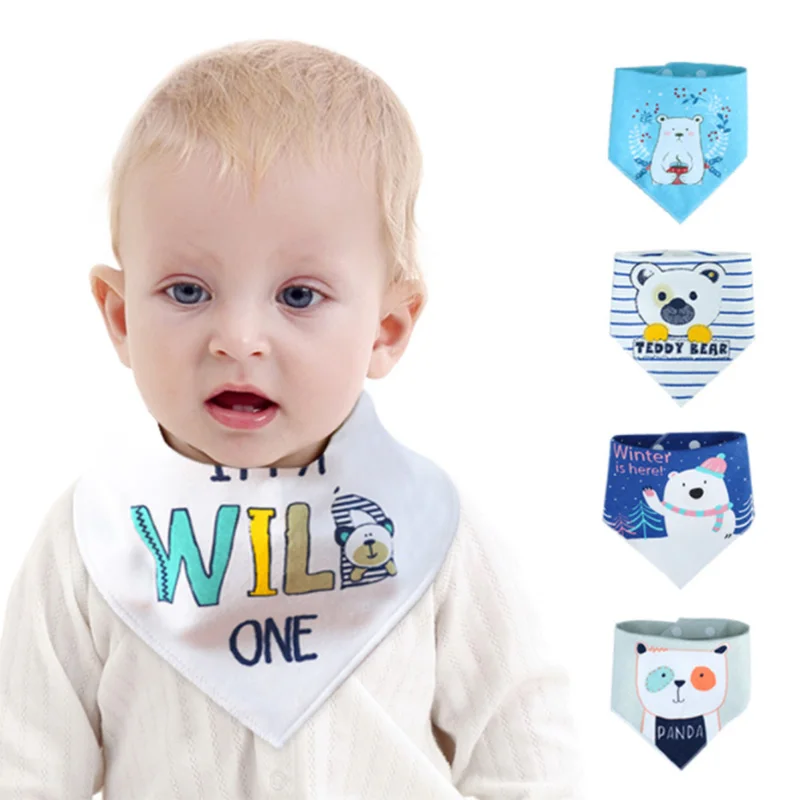 Soft Cotton Newborn Baby Bibs Cute Cartoon Bear Fox Baby Feeding Bib Burp Cloth Stuff Baby Boy Girl Clothes Smock Bandana Bibs