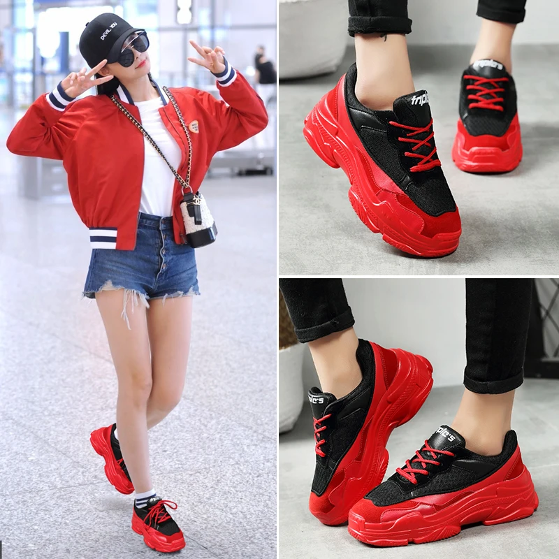 Popular Style Women Sneakers Balenciagas Shoes Breathable Sport Running Shoes Rubber Outsole Outdoor Walking Athletic Red Shoe 