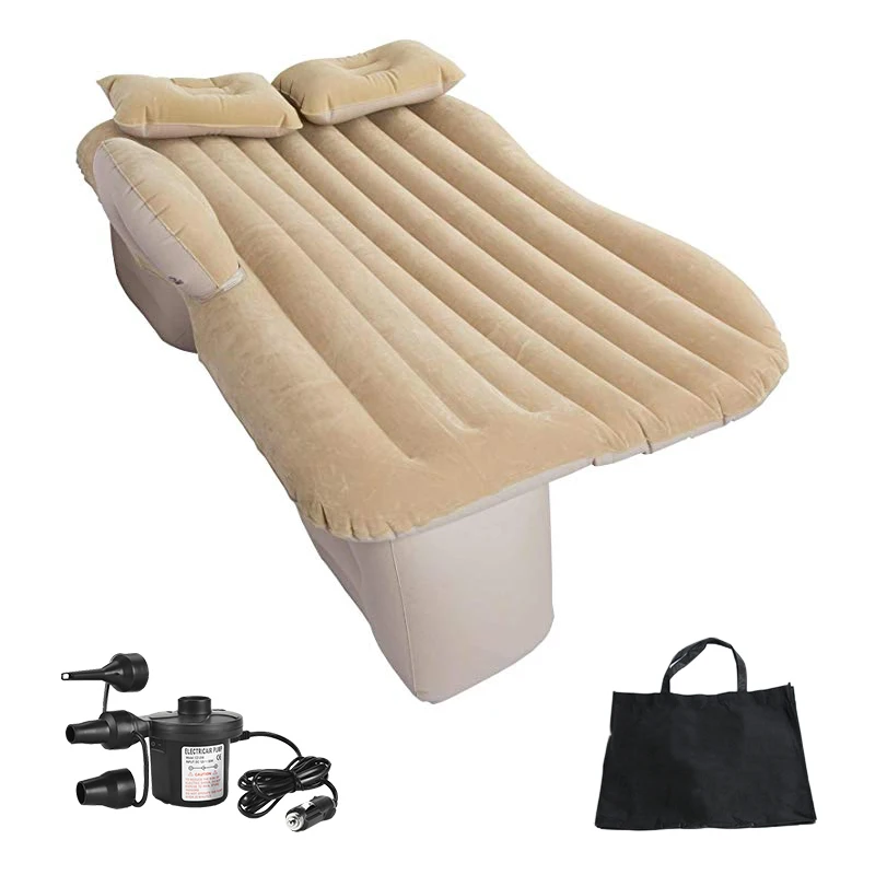 Надувной матрас для взрослых и детей, универсальный автомобильный коврик для путешествий, подушка для дивана на заднем сиденье, походный коврик с воздушным насосом - Название цвета: Бежевый