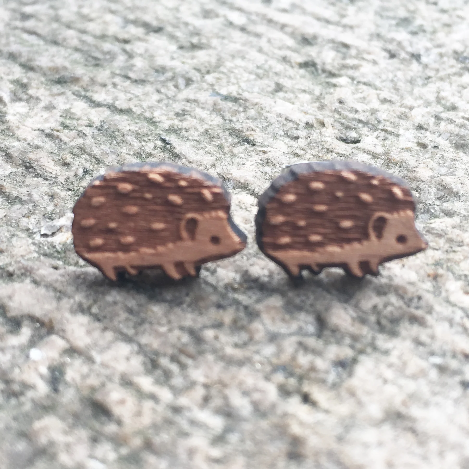 Серьги-гвоздики с лазерной гравировкой в виде ежа и свиньи, деревянные серьги ручной работы, 10 пар