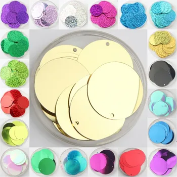 

iSequins 30mm 40mm 50mm Sequins For Craft Large Round Sequins Paillette Lentejuelas with 1 side hole DIY Sewing Accessories