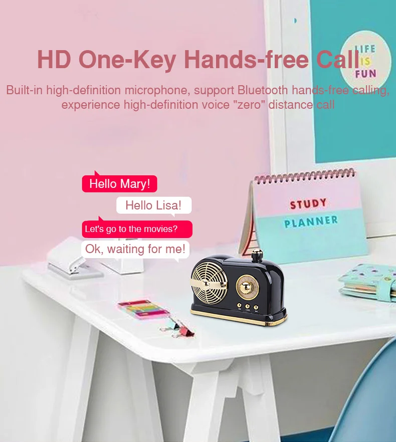 Retro Bluetooth Speaker Portable Wireless Speakers Column Bass Stereo Subwoofer Support TF Card USB disk Music Player (6)