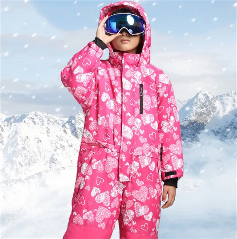 Winter One Piece Colorful Waterproof Kids Ski Suit Girls Boys Warm Jumpsuit Snow Sets Thermal Windbreak Snowboard suit