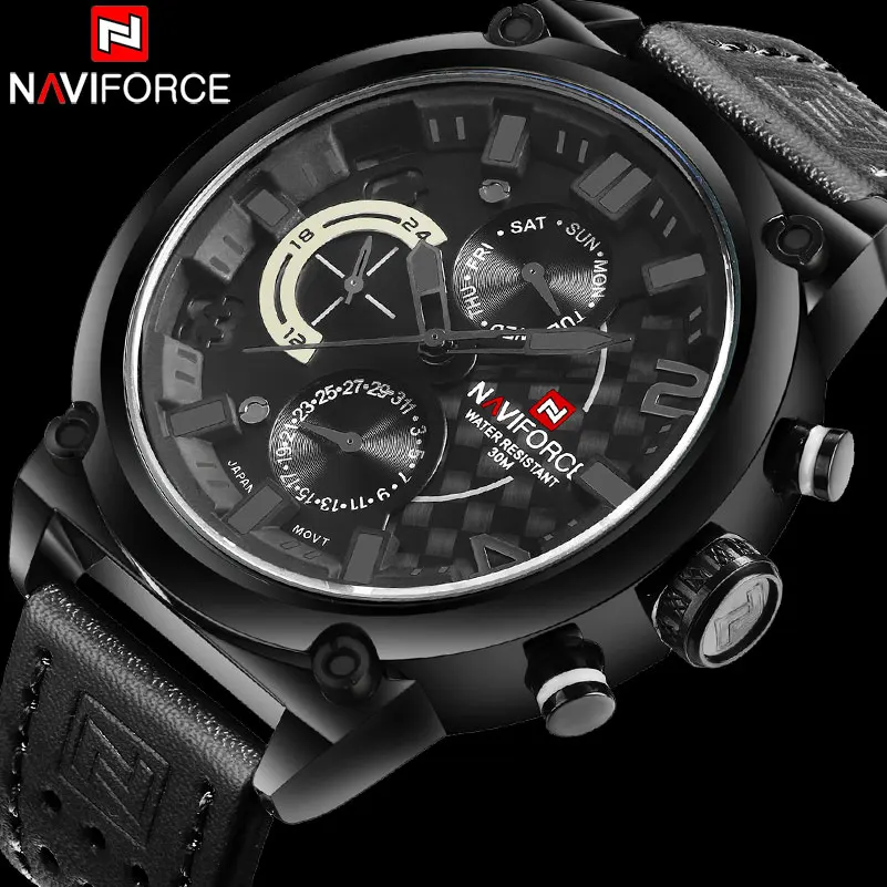 Prix pour Hommes sport montres NAVIFORCE de luxe marque hommes montre à quartz véritable bracelet en cuir chaude mâle calendrier 30 M étanche montres Prix pour Hommes sport montres NAVIFORCE de luxe marque hommes montre à quartz véritable bracelet en cuir chaude mâle calendrier 30 M étanche montres