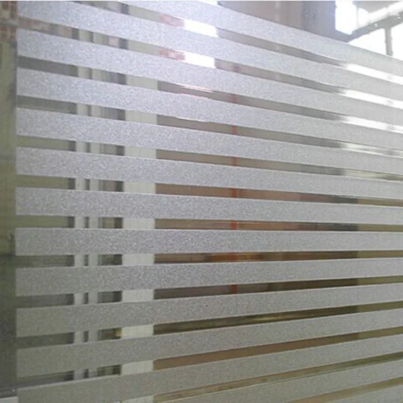 Stripe Frosted Window Film Office Bathroom Static Glue Free Glass