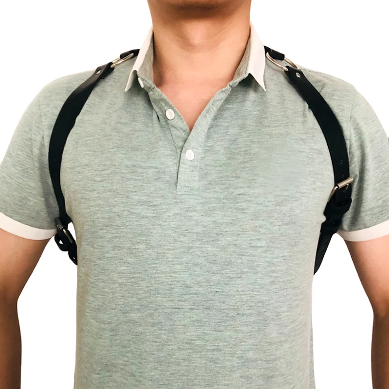

2018 New Male man Punk Faux Leather Harness Stud Rivet Goth Handmade cool Body Bondage Belt chest slimming cool belts hot