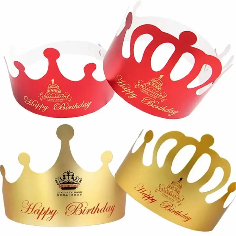 5pcs Happy Birthday Party Hat Cute Gold King Cap Princess Crown
