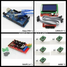 1 шт. MEGA 2560 R3 + 1 шт. ПЛАТФОРМЫ 1.4 контроллер + 5 шт. A4988 шагового модуль драйвера + 1 шт. 12864LCD