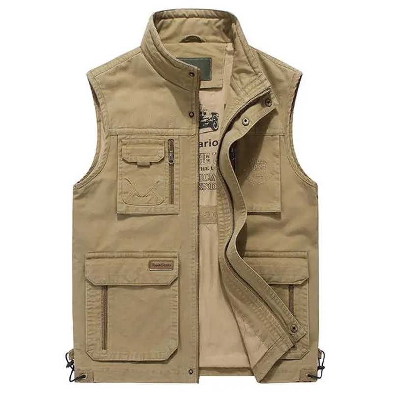 Mens Vests Sleeveless Jacket Cotton Casual Multi Pocket Vest Men Plus Size M 4XL Travel