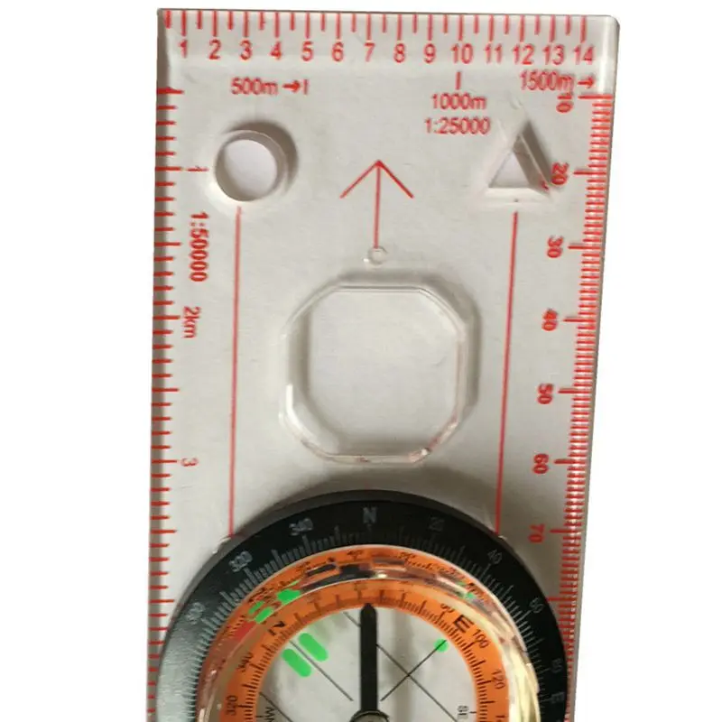 Baseplate Ruler Compass Map Scale Magnifier With Strap Camping Hiking OCOMP7198