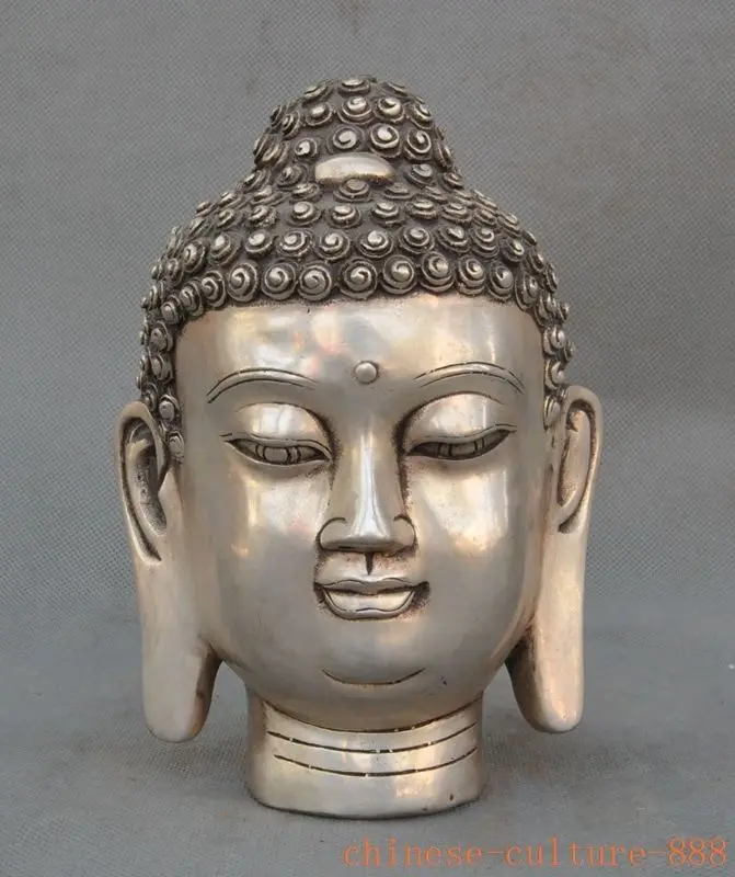 

Crafts statue old chinese silver buddhism fane sakyamuni Shakyamuni buddha head bust statue halloween