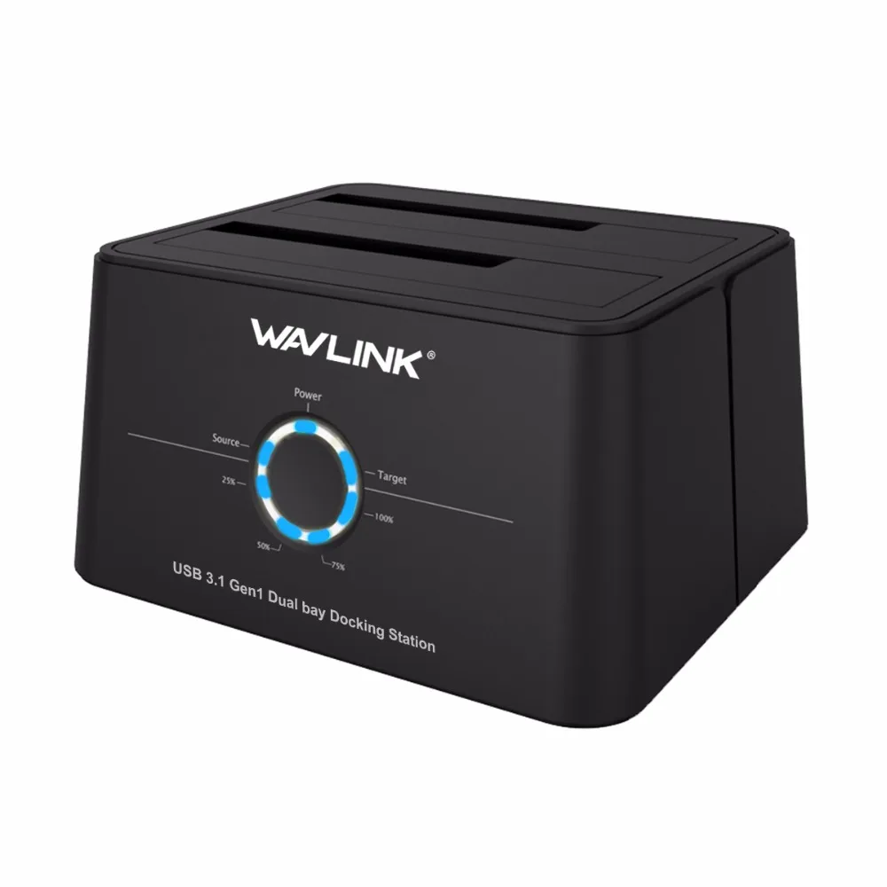 Wavlink USB 3,1 TypeC a SATA Dual Bay Docking Station 2,5/3,5 GB SSD HDD SATA 1/2/ 3 carcasa para 2*8 TB Offline con clon de copia de seguridad - 3