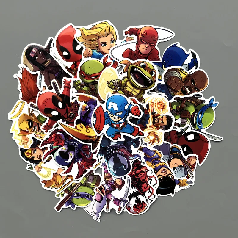 

50Pcs Marvel The Avengers Cartoon Sticker Waterproof For Laptop Moto Skateboard Luggage Guitar Furnitur Decal Toy Stickers bomb