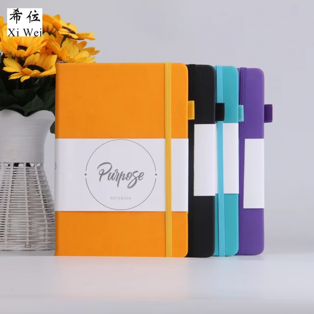 pu leather notebook hardcover journal paper custom logo elastic band