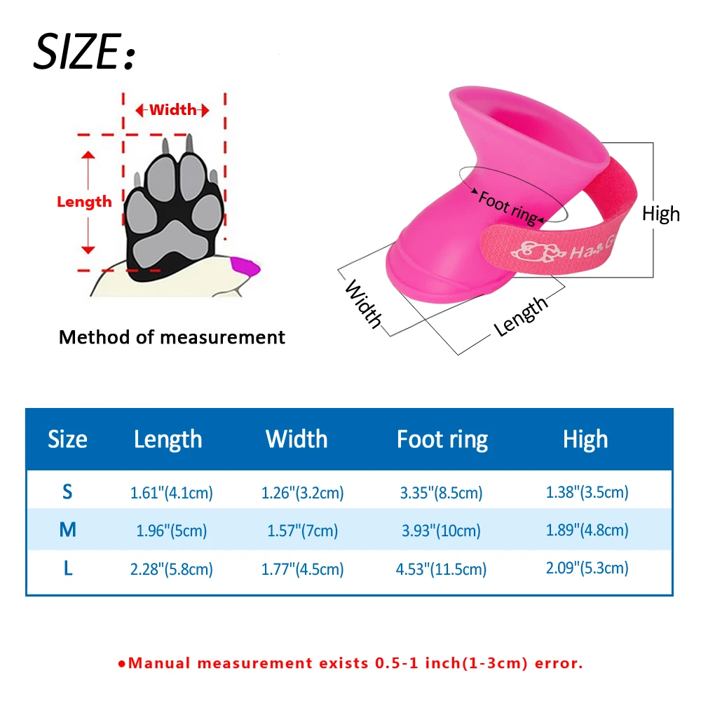 Водонепроницаемая Обувь для собак; Нескользящие резиновые сапоги; уличная одежда для дождя; защита лап для маленьких и средних собак; розовый, синий, черный цвет