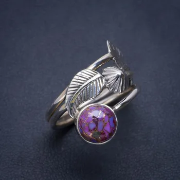 

Natural Turquoise Handmade Unique Leaf 925 Sterling Silver Ring 8.5 A1237